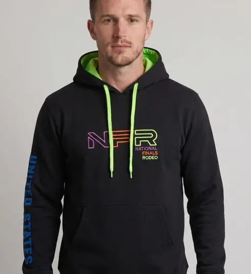 Moletom Masculino Canguru NFR Preto Neon