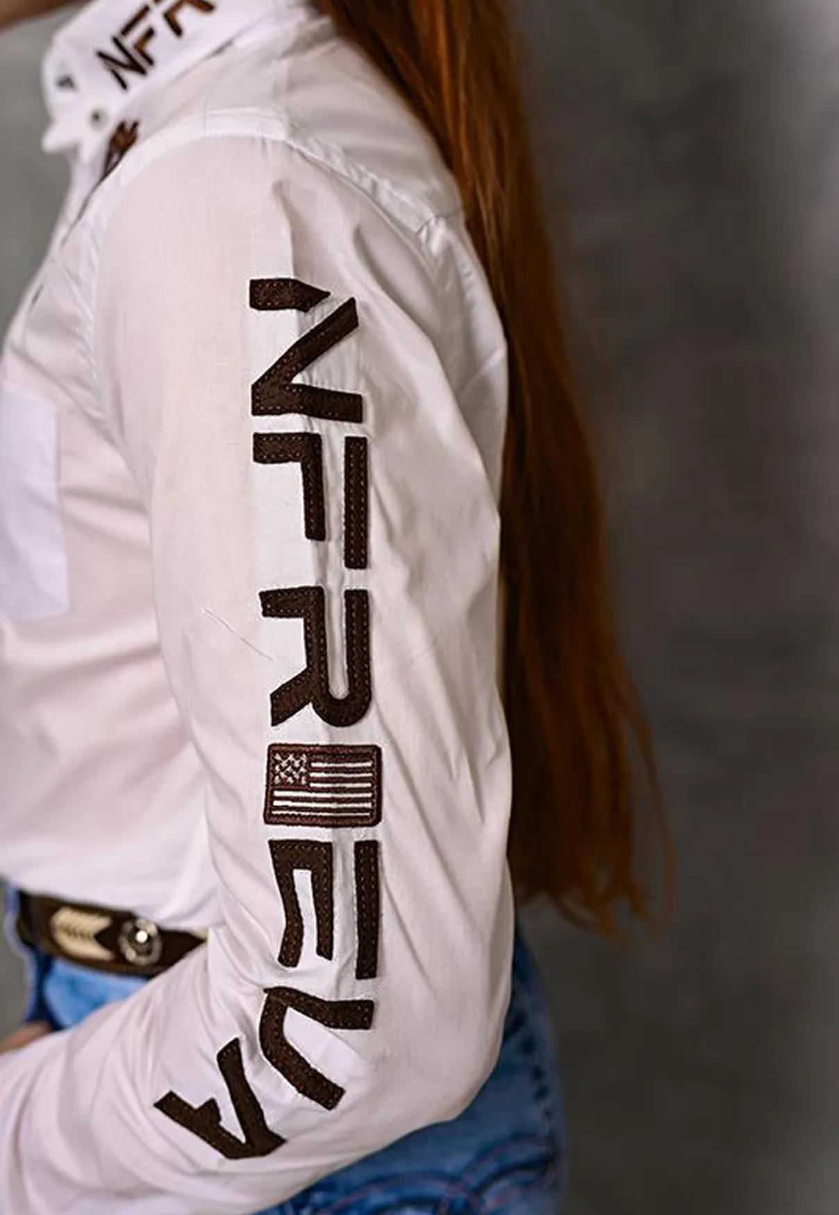 Camisa Infantil NFR Rodeo Manga Longa Branca