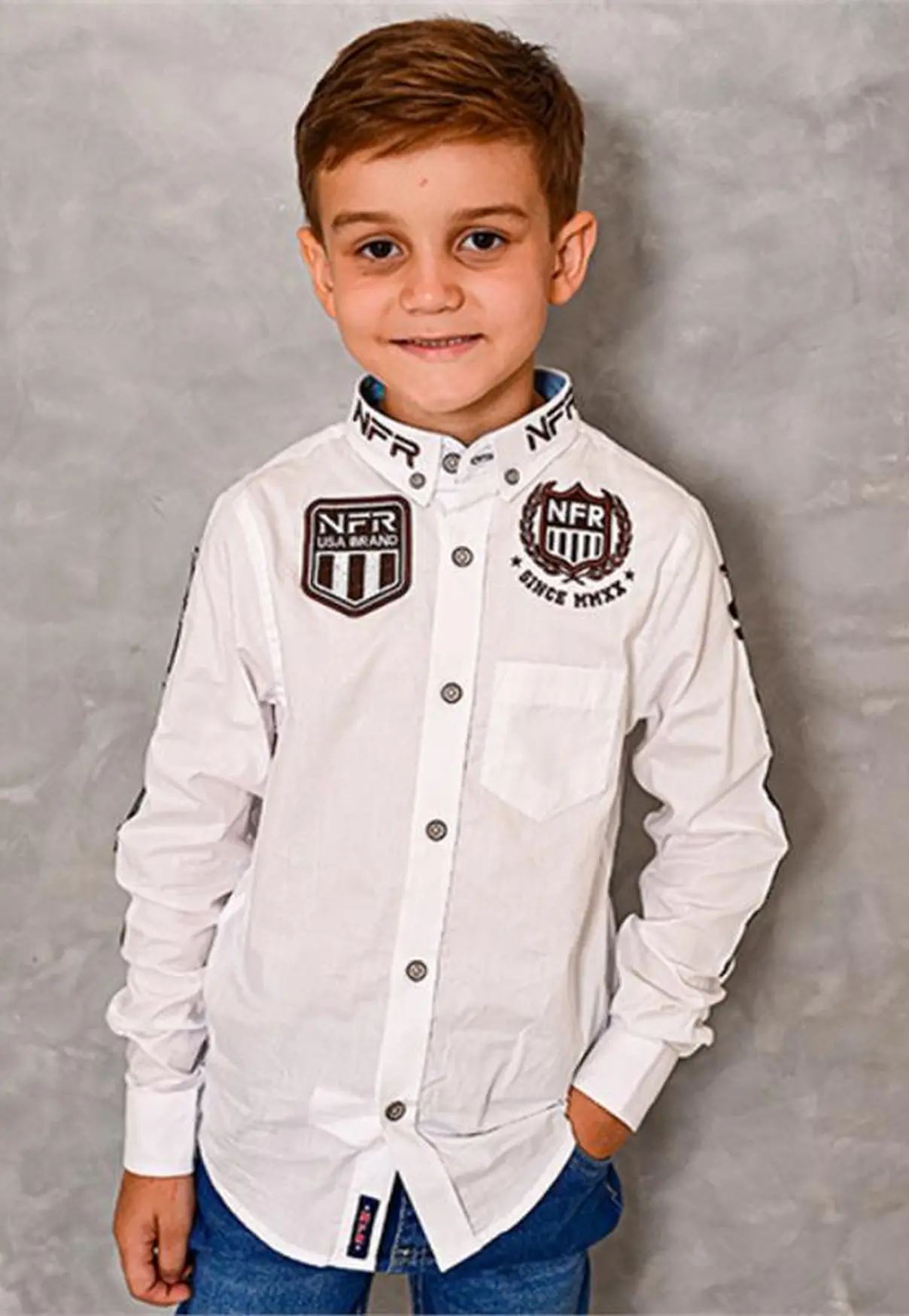 Camisa Infantil NFR Rodeo Manga Longa Branca