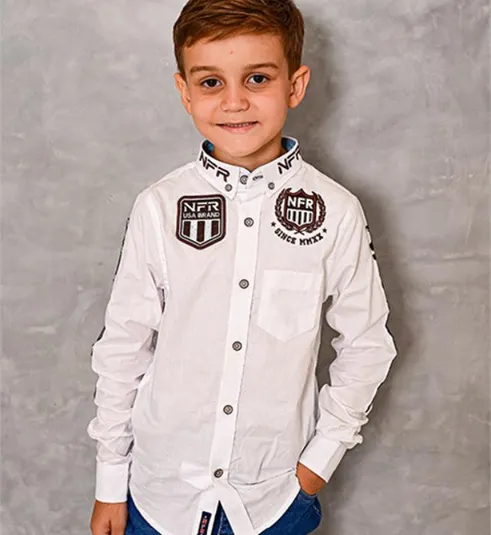 Camisa Infantil NFR Rodeo Manga Longa Branca
