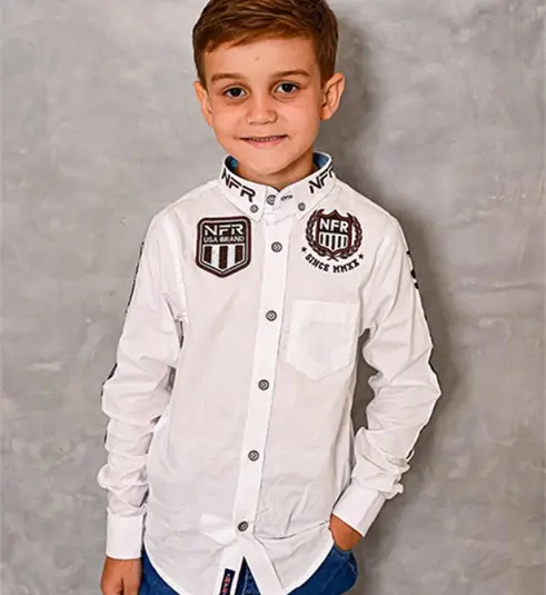 Camisa Infantil NFR Rodeo Manga Longa Branca