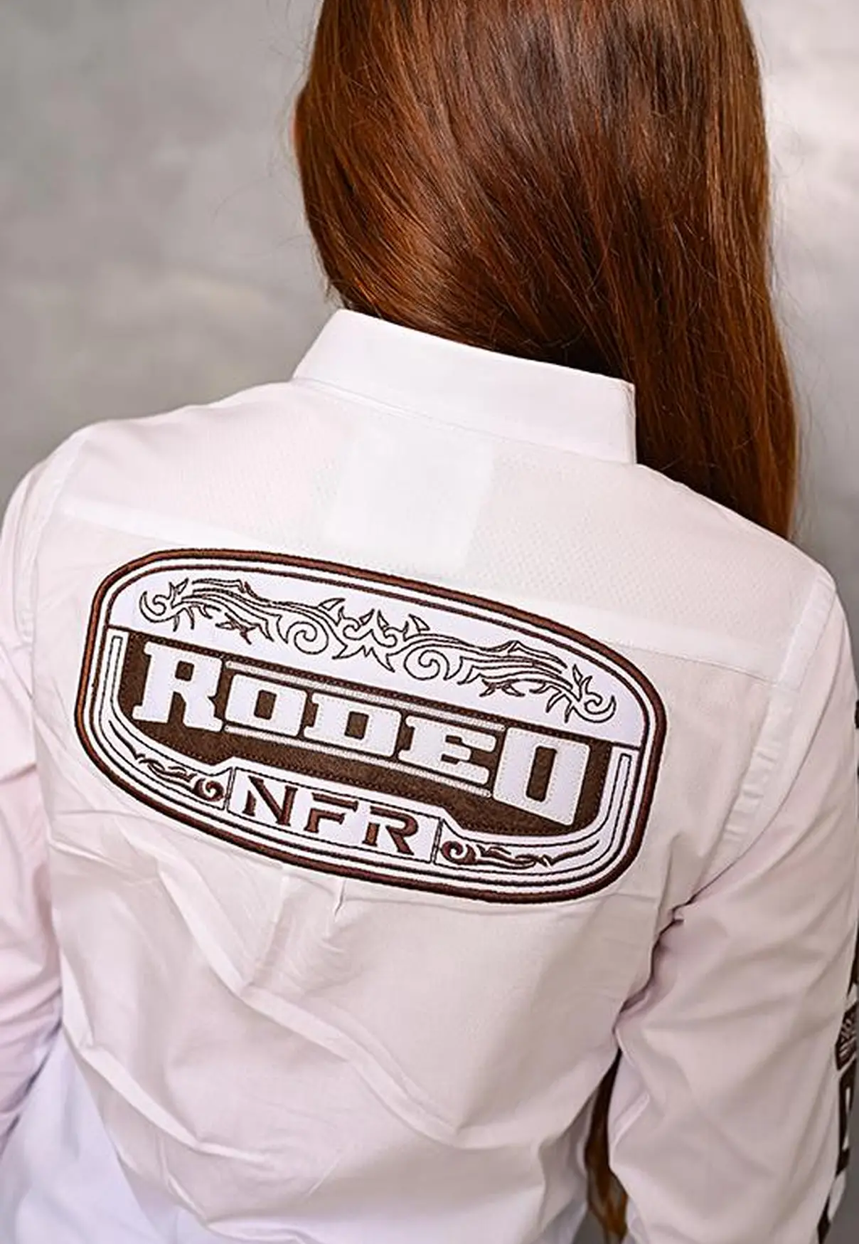 Camisa Infantil NFR Rodeo Manga Longa Branca