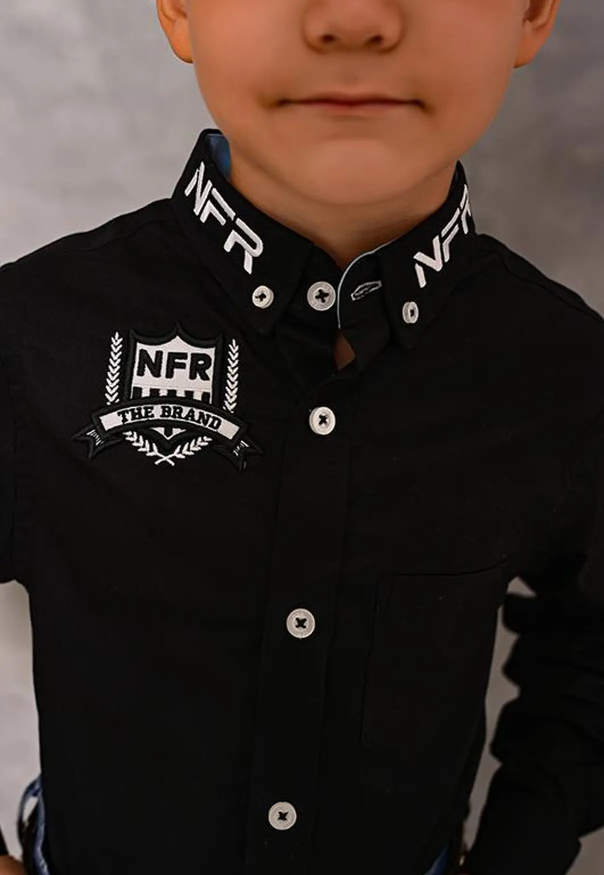Camisa Infantil NFR Western Manga Longa Preta
