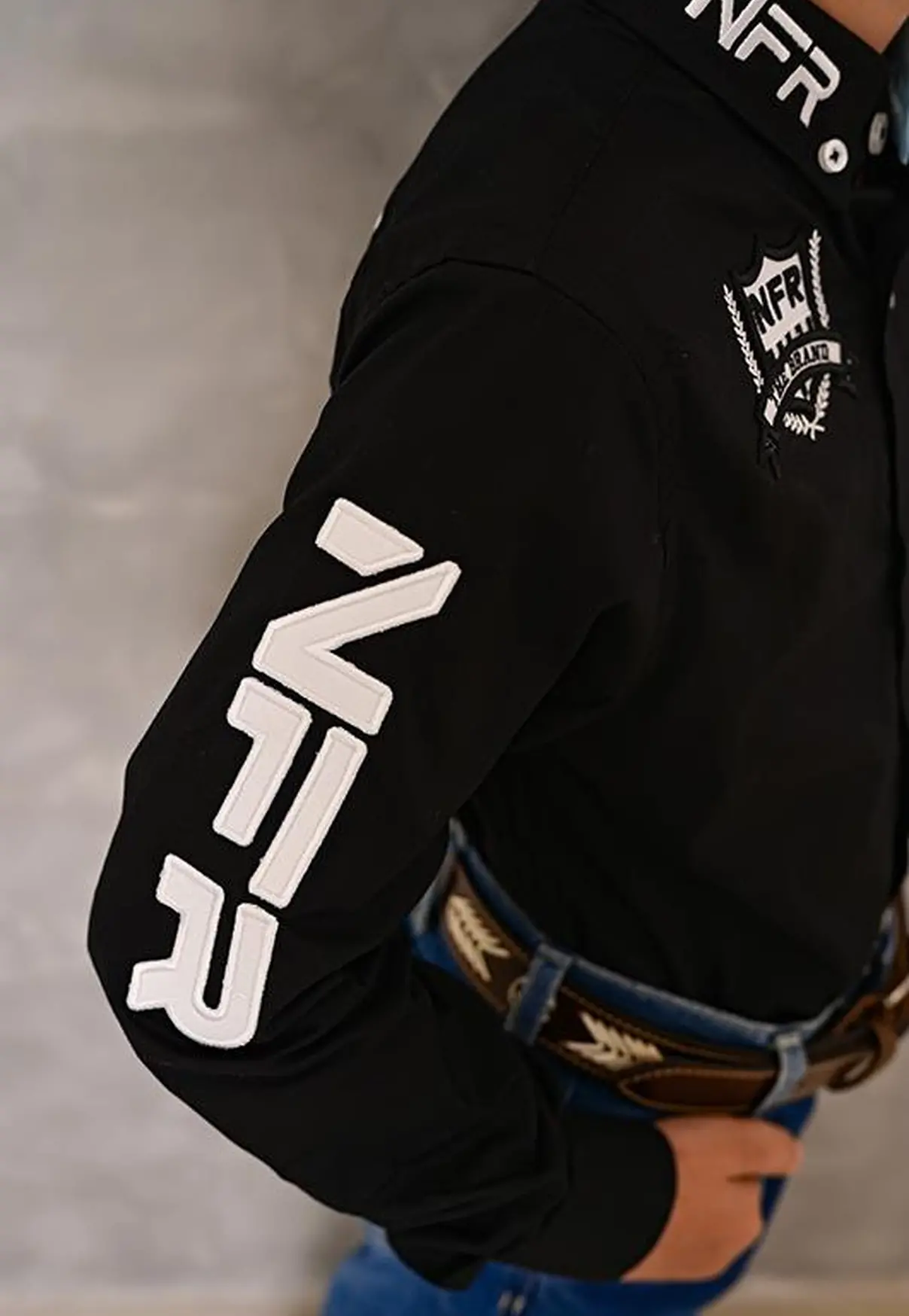 Camisa Infantil NFR Western Manga Longa Preta