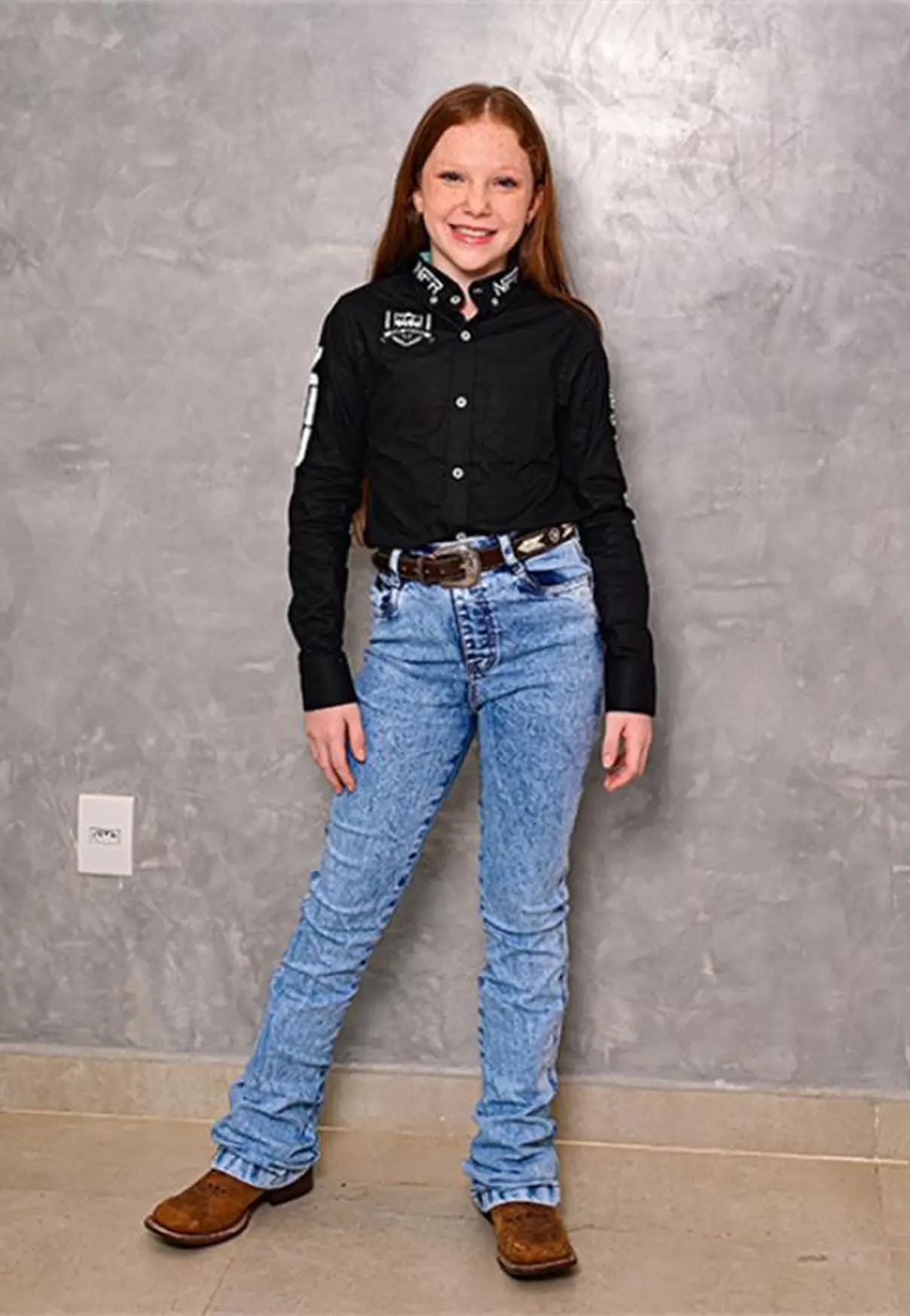 Camisa Infantil NFR Western Manga Longa Preta