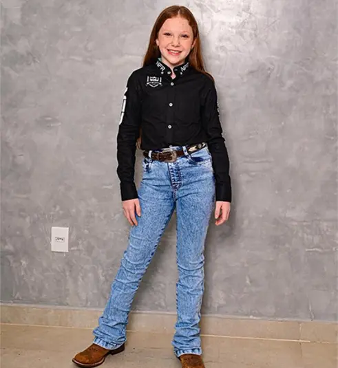 Camisa Infantil NFR Western Manga Longa Preta