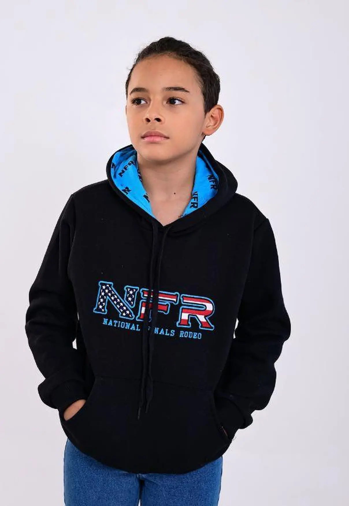 Moletom Infantil NFR Rodeo Canguru Preto