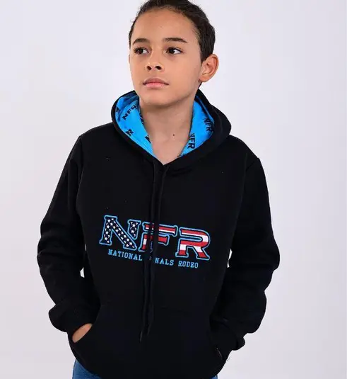 Moletom Infantil NFR Rodeo Canguru Preto