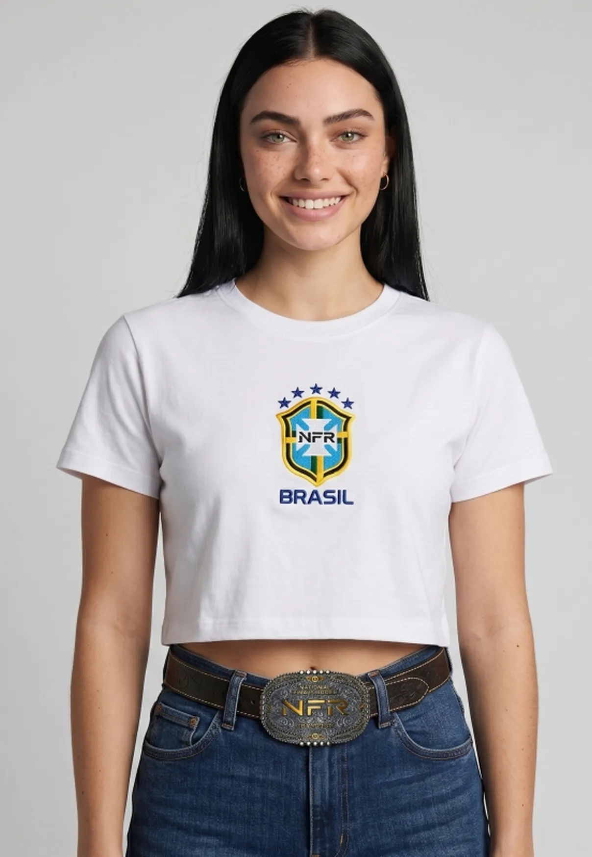 Cropped Feminino NFR Brasil – Branco