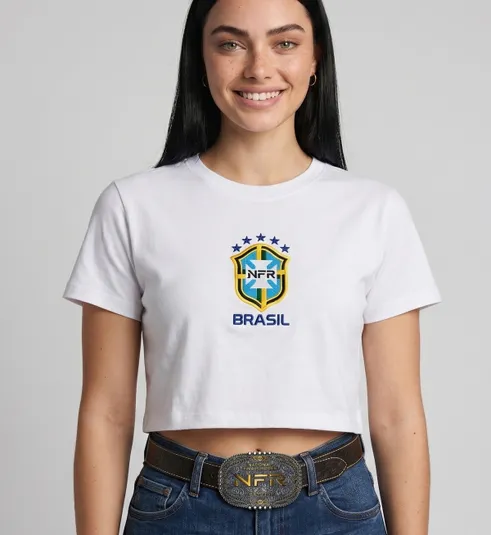 Cropped Feminino NFR Brasil – Branco