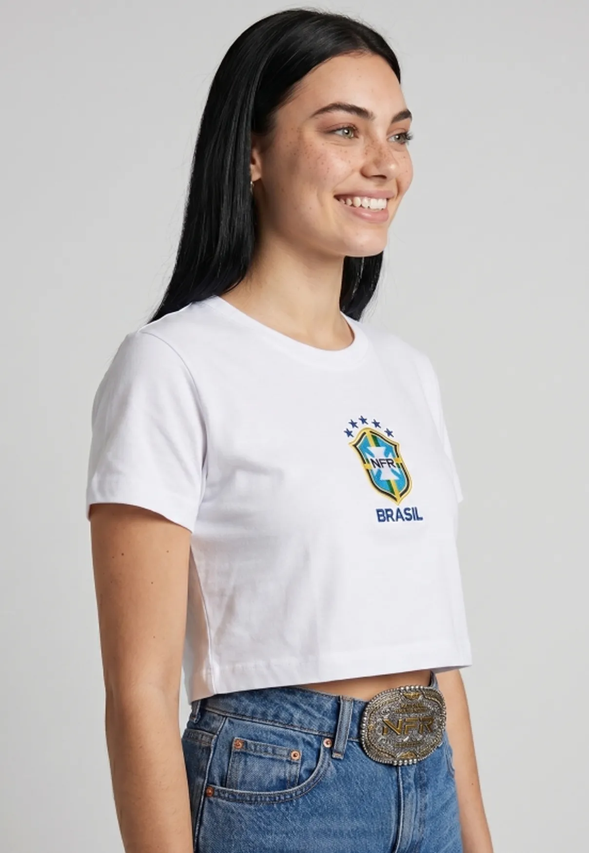 Cropped Feminino NFR Brasil – Branco