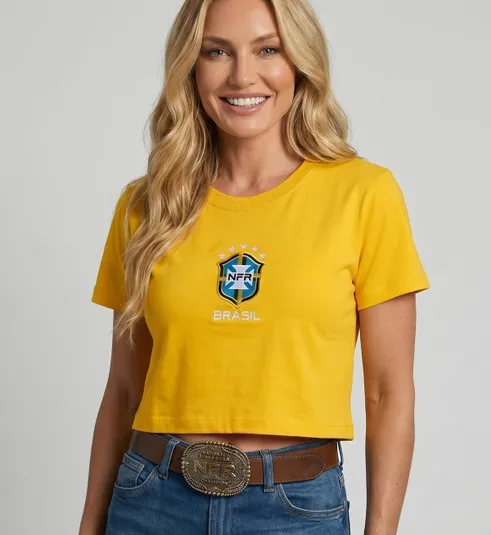 Cropped Feminino NFR Brasil – Amarelo Canário