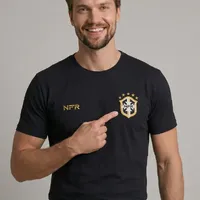 Camiseta NFR Brasil Premium – Preto com Bordado Dourado - imagem 1