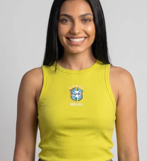 Regata Feminina Canelada NFR Brasil – Amarela