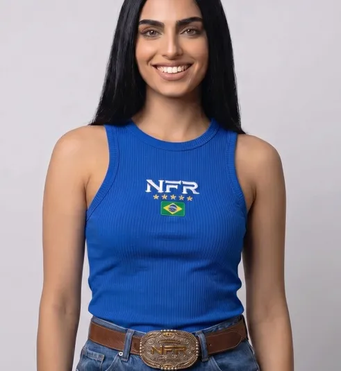 Regata Feminina Canelada NFR Brasil – Azul