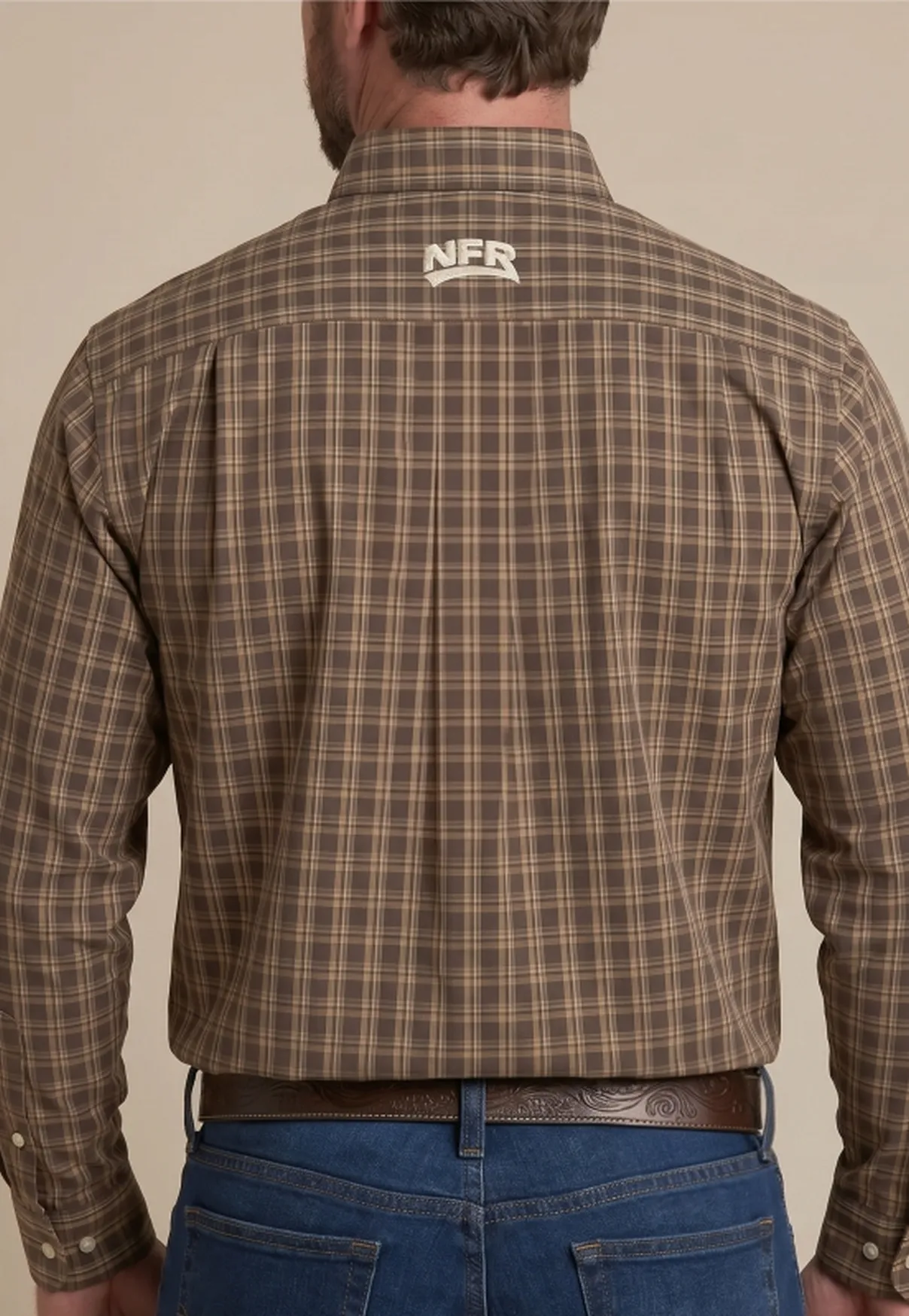 Camisa Masculina Manga Longa NFR Xadrez Marrom
