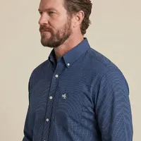 Camisa Masculina Manga Longa NFR Micro Xadrez Azul Marinho - imagem 3