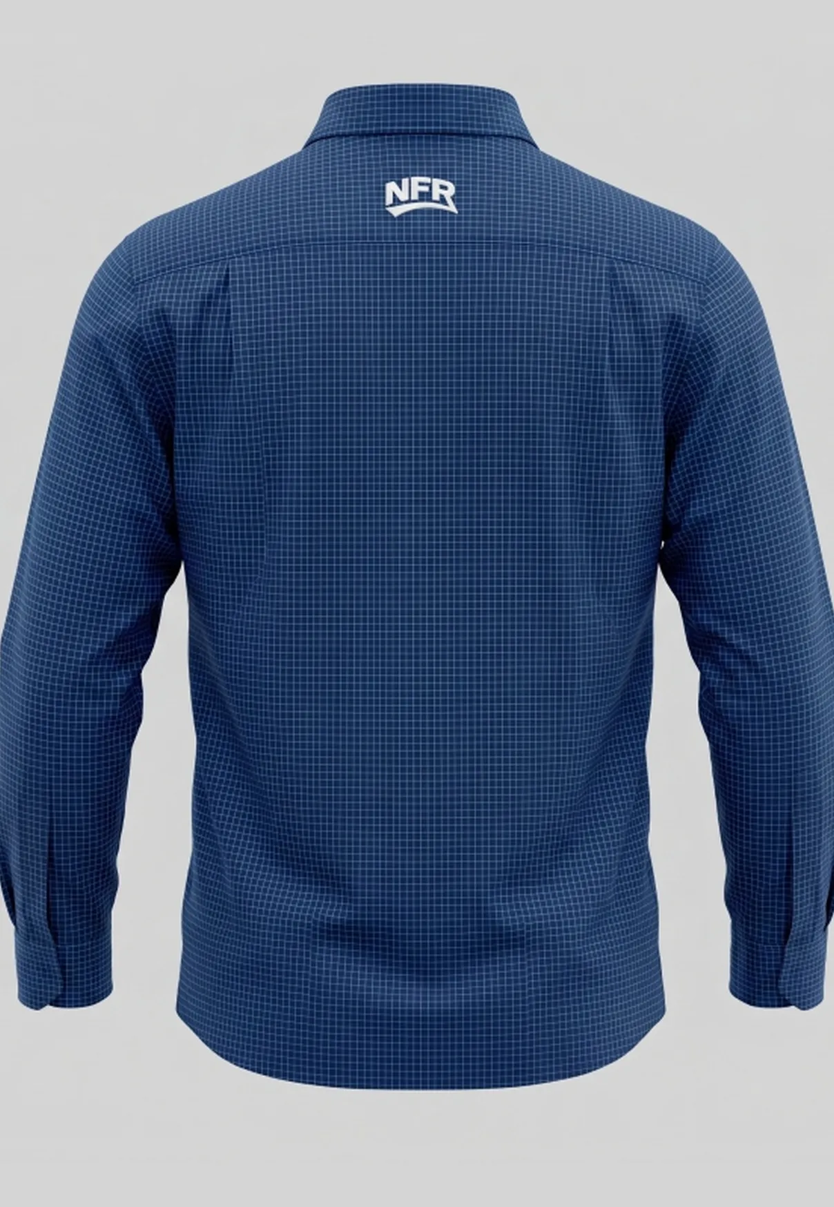 Camisa Masculina Manga Longa NFR Micro Xadrez Azul Marinho