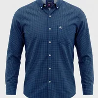 Camisa Masculina Manga Longa NFR Micro Xadrez Azul Marinho - imagem 2