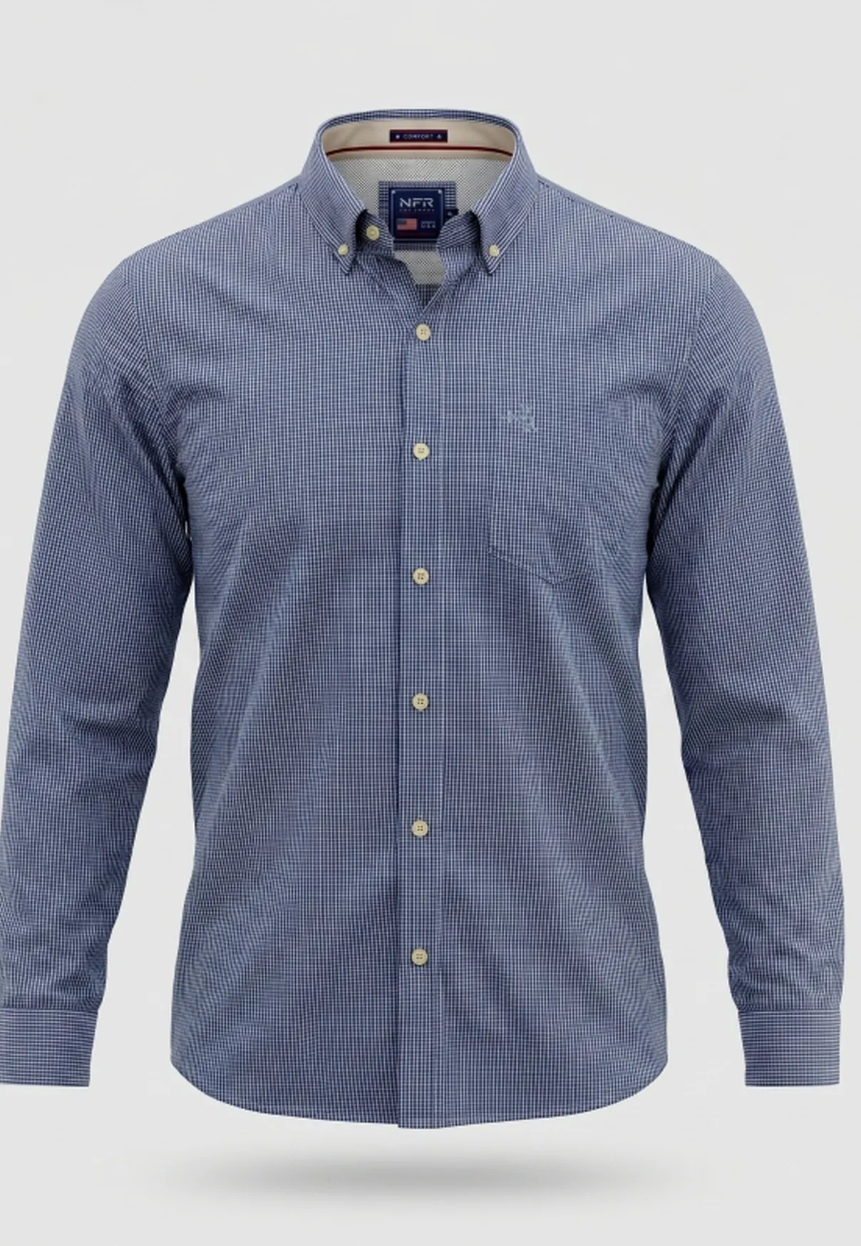 Camisa Masculina Manga Longa NFR Xadrez Marinho