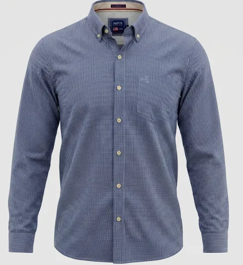 Camisa Masculina Manga Longa NFR Xadrez Marinho