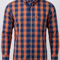 Camisa Masculina Manga Longa NFR Xadrez Azul e Laranja - imagem 2