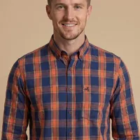 Camisa Masculina Manga Longa NFR Xadrez Azul e Laranja - imagem 1