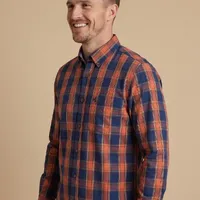 Camisa Masculina Manga Longa NFR Xadrez Azul e Laranja - imagem 3