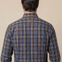 Camisa Masculina Manga Longa NFR Xadrez Azul Marinho e Caramelo - imagem 5