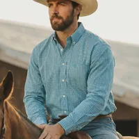 Camisa Masculina Manga Longa NFR Xadrez Turquesa - imagem 6