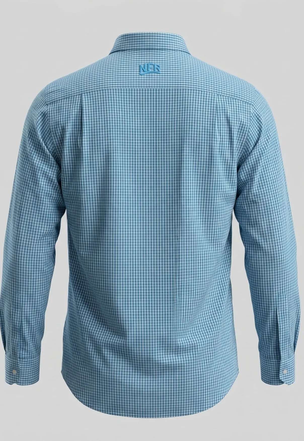 Camisa Masculina Manga Longa NFR Xadrez Turquesa
