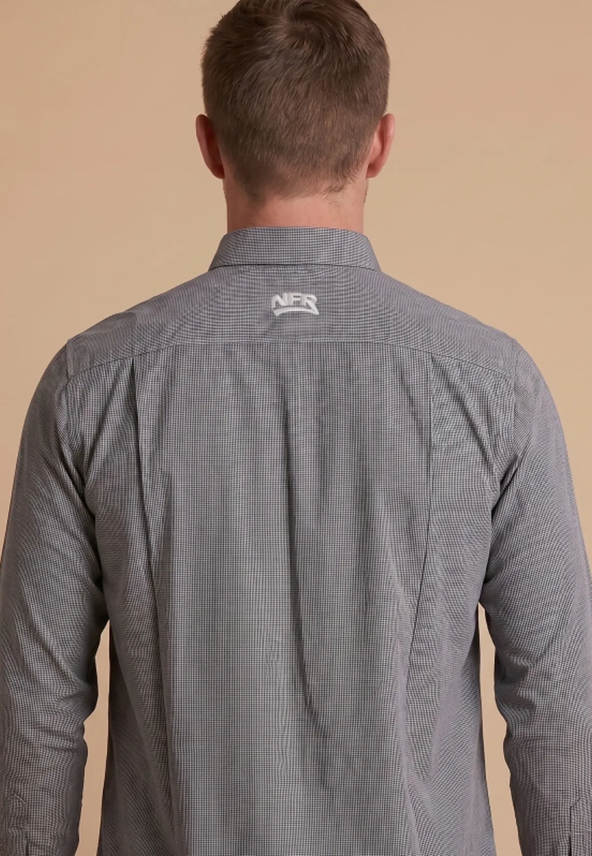 Camisa Masculina Manga Longa NFR Micro Xadrez Cinza