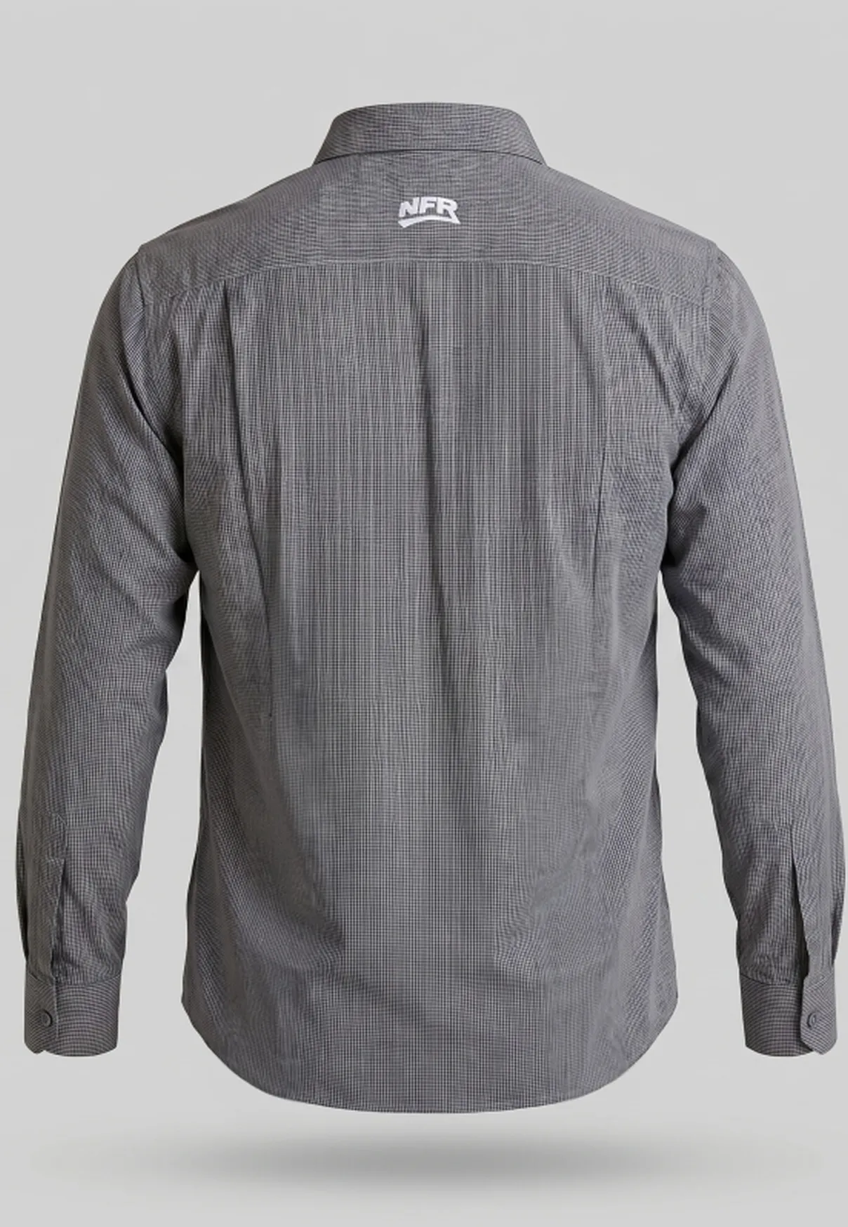 Camisa Masculina Manga Longa NFR Micro Xadrez Cinza