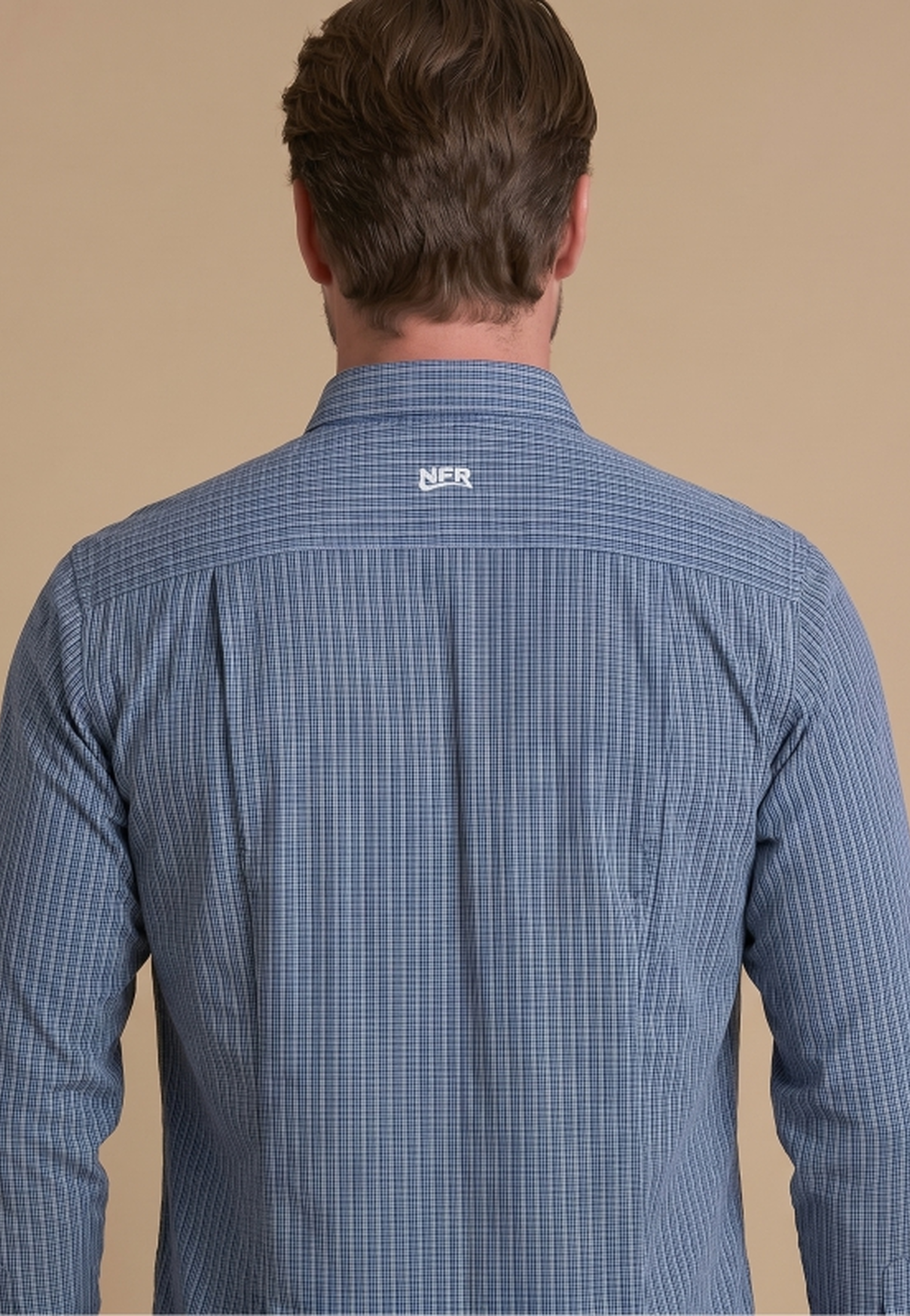 Camisa Masculina Manga Longa NFR Xadrez Azul