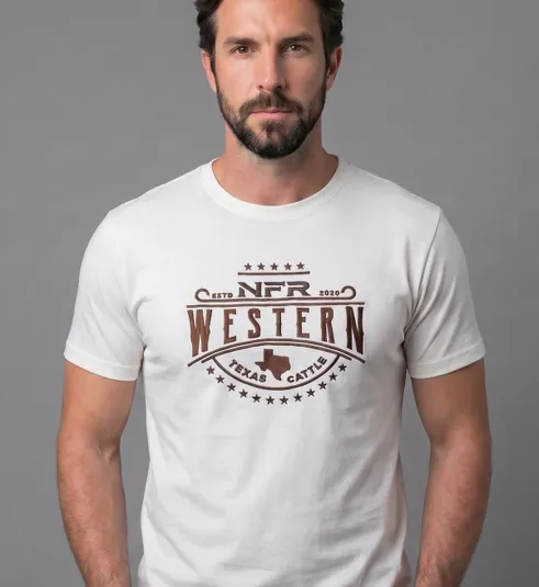 Camiseta NFR Western Texas Cattle Off White