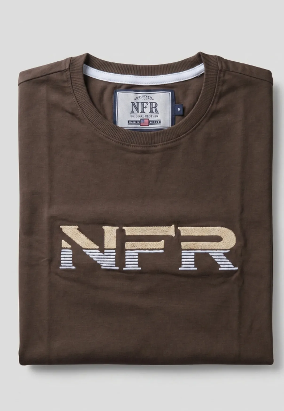 Camiseta Masculina NFR Logo Bordado – Café