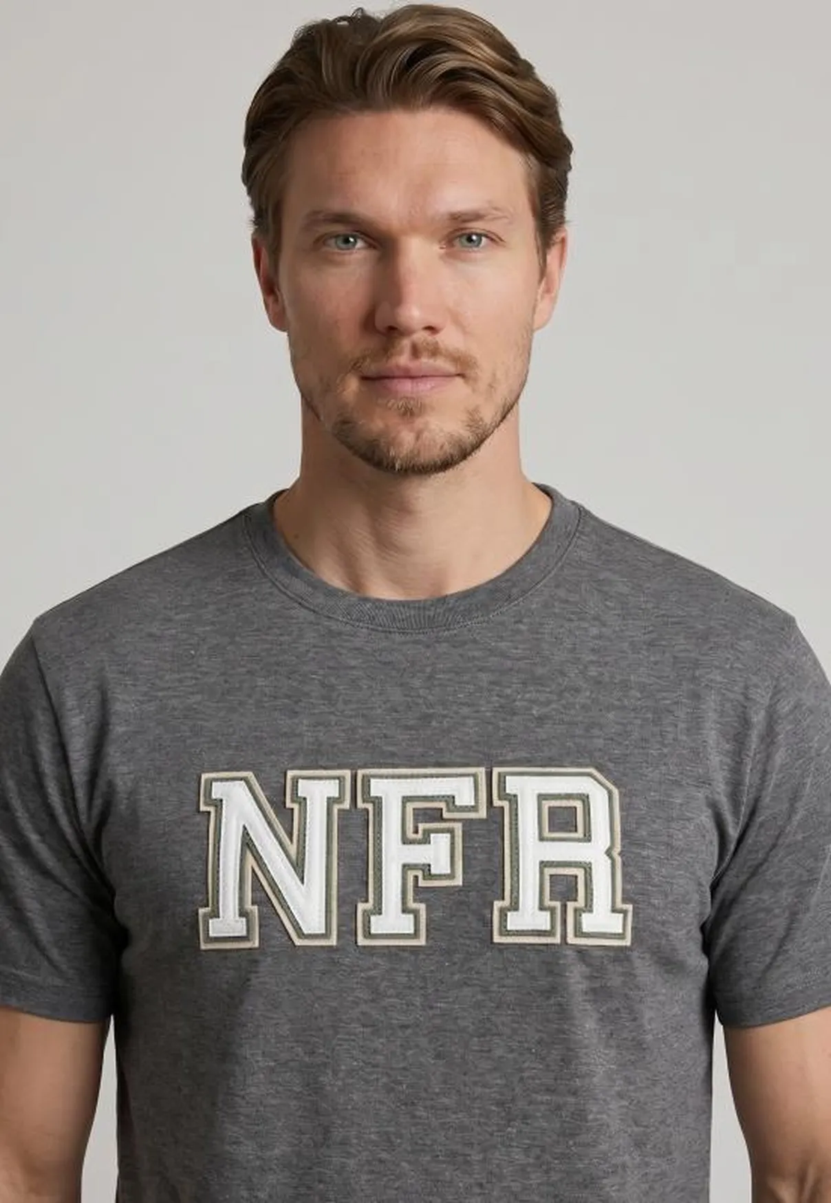 Camiseta Masculina NFR Classic Logo – Mescla Chumbo