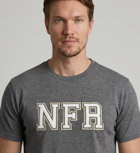 Camiseta Masculina NFR Classic Logo – Mescla Chumbo