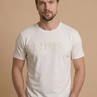 Camiseta Masculina NFR Monocromática Bordada – Off White - imagem 1