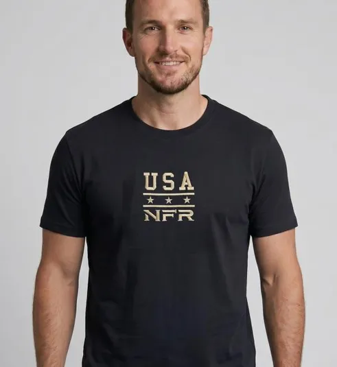 Camiseta Masculina NFR USA Heritage – Preta