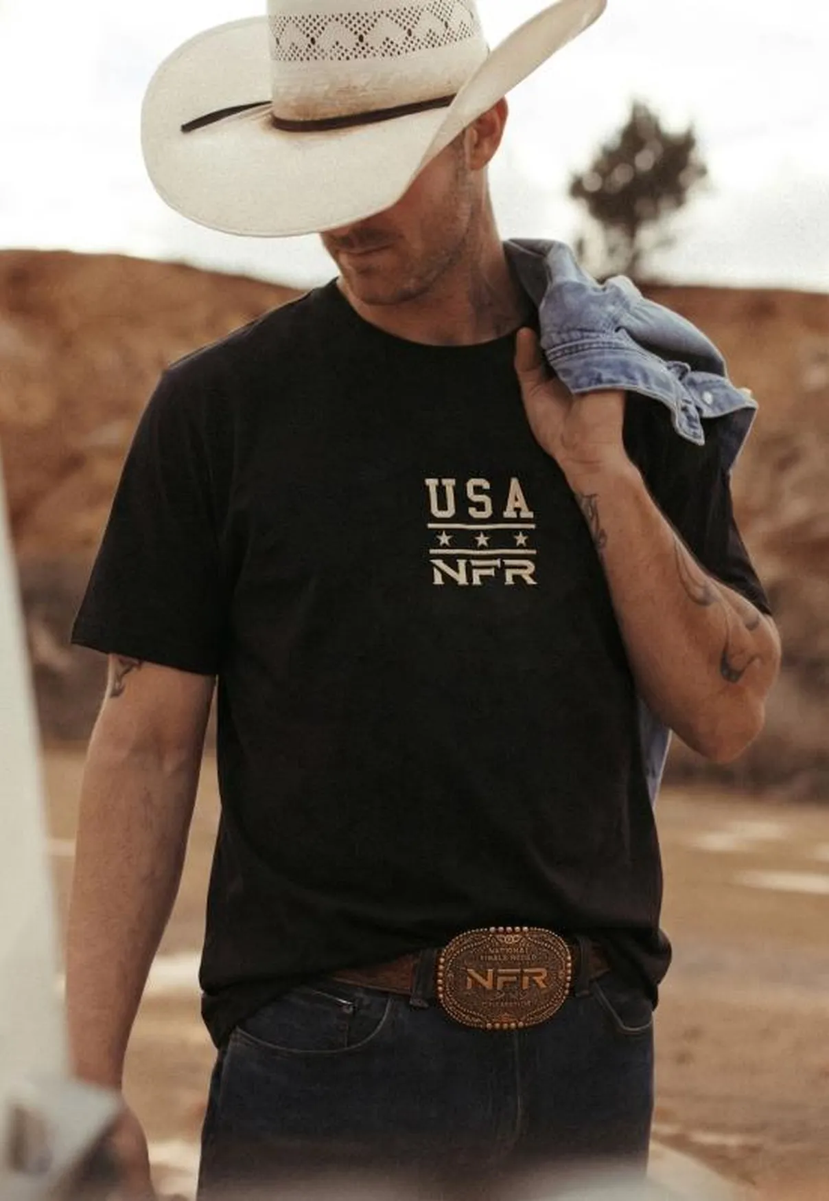 Camiseta Masculina NFR USA Heritage – Preta