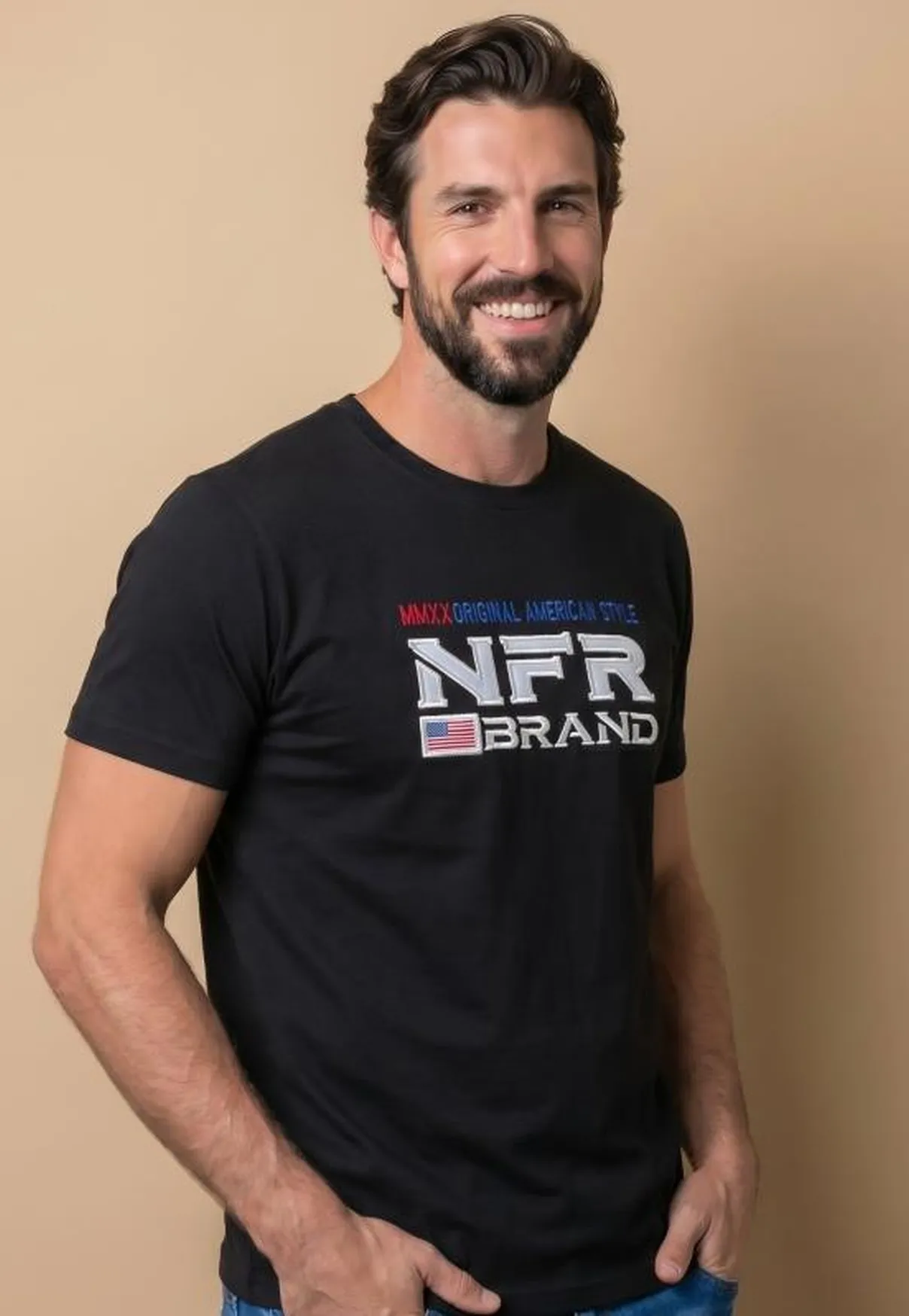 Camiseta Masculina NFR Brand Original American Style – Preta