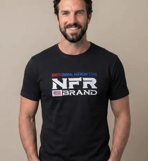 Camiseta Masculina NFR Brand Original American Style – Preta