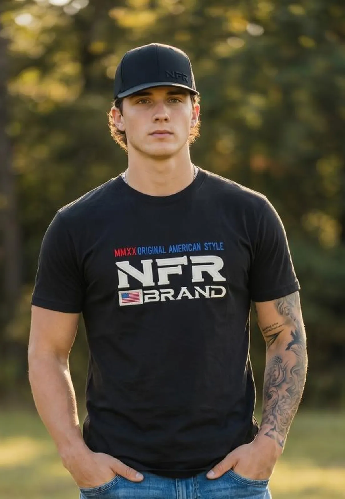 Camiseta Masculina NFR Brand Original American Style – Preta