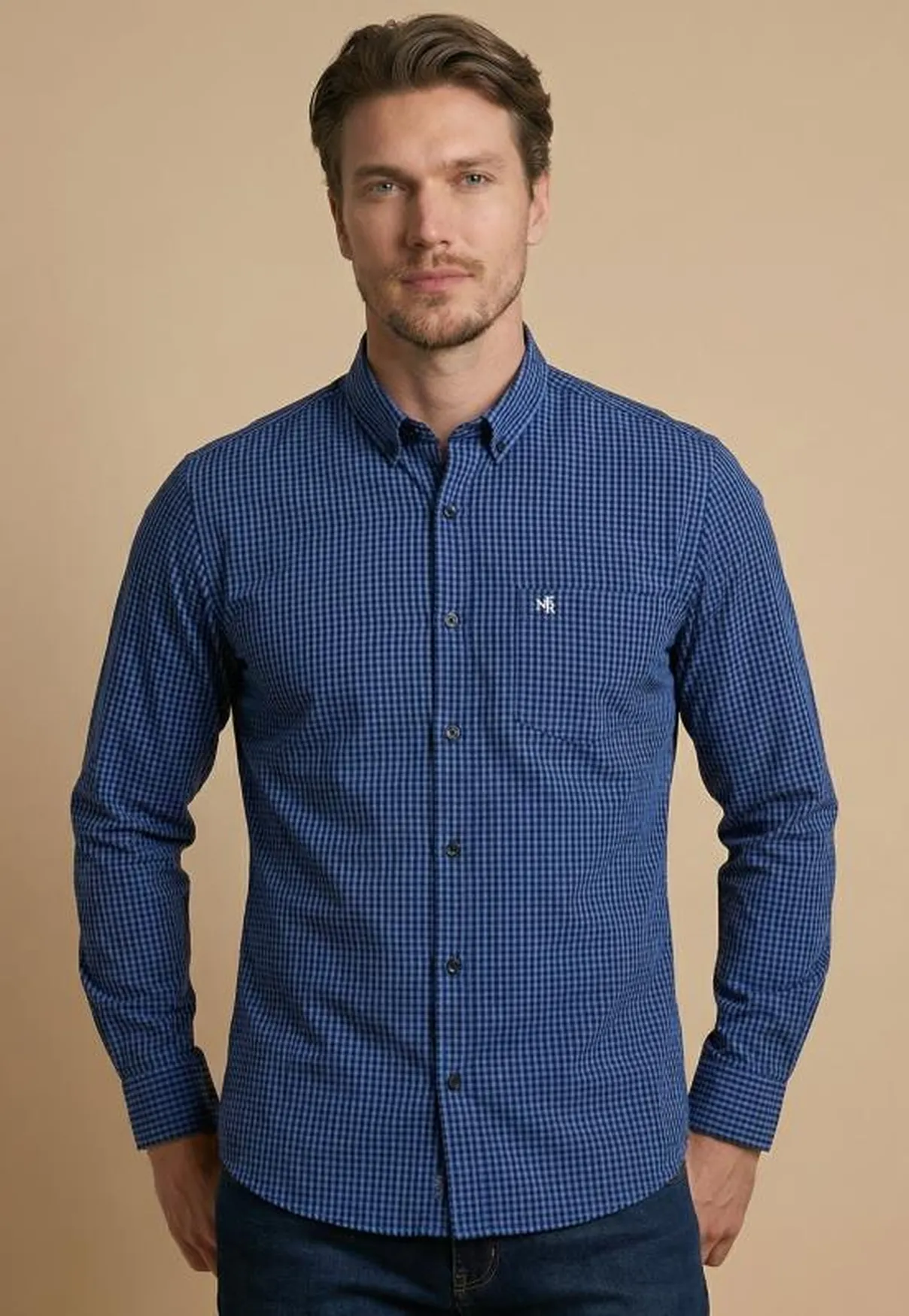 Camisa Masculina NFR Xadrez Micro Check – Azul