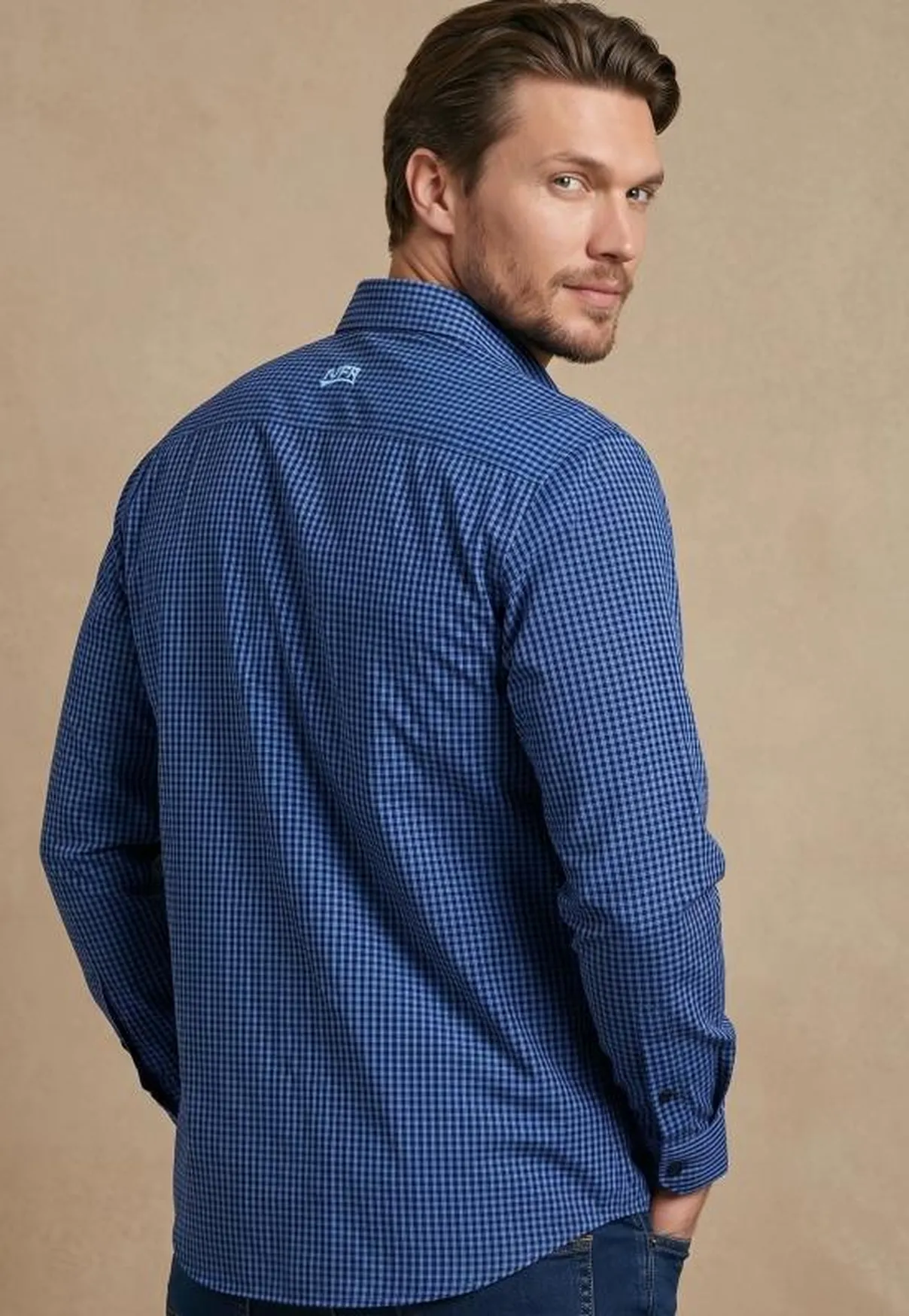Camisa Masculina NFR Xadrez Micro Check – Azul