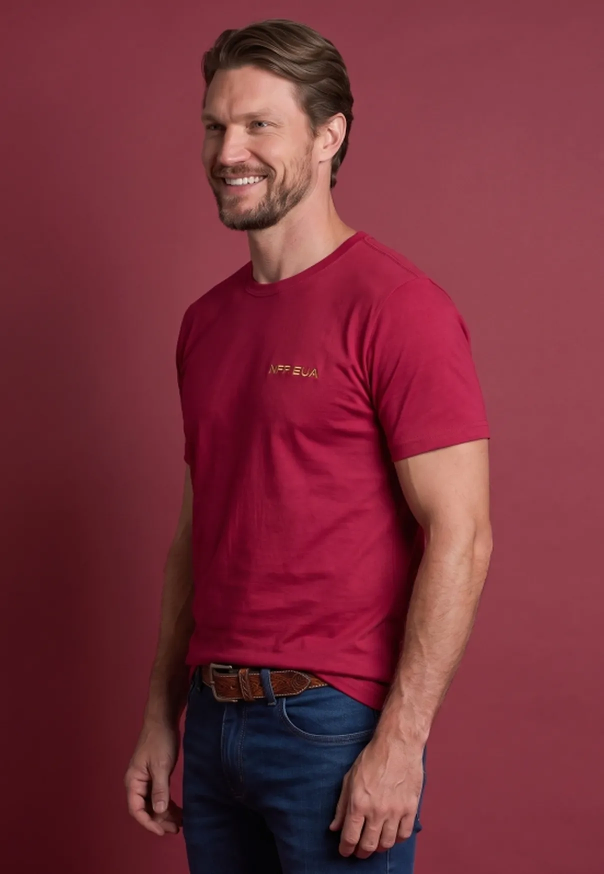 Camiseta Masculina NFR EUA Bordô