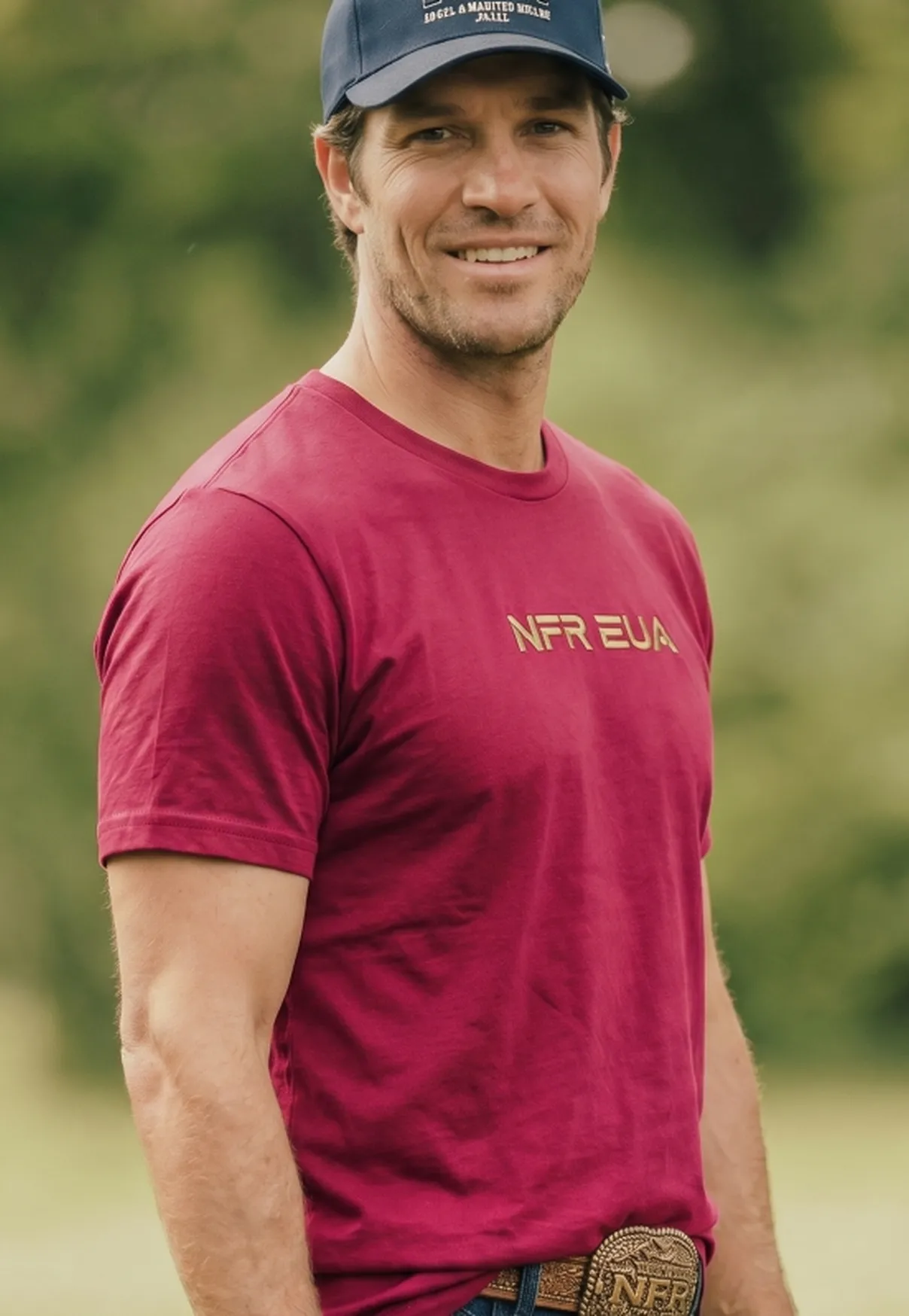 Camiseta Masculina NFR EUA Bordô