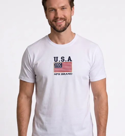 Camiseta Masculina NFR USA Branca