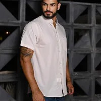 Camisa Masculina Comfort Manga Curta NFR – Bege Claro - imagem 3